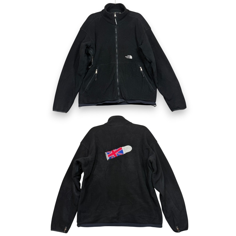 Vintage The North Face Fleece Jacket Mens L Black Denali Union Jack Bullet USA